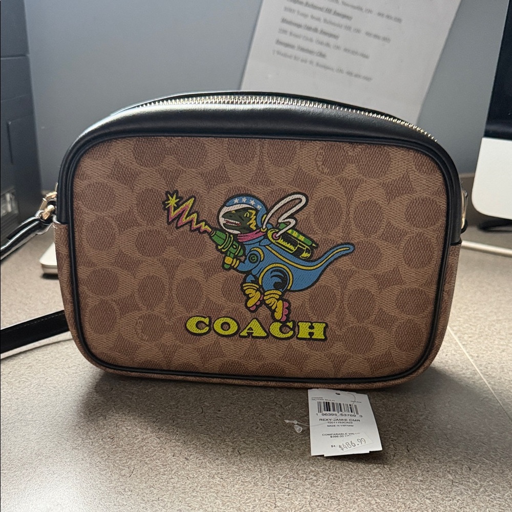 Coach Brown rexy crossbody Bag with Colorful Graphic